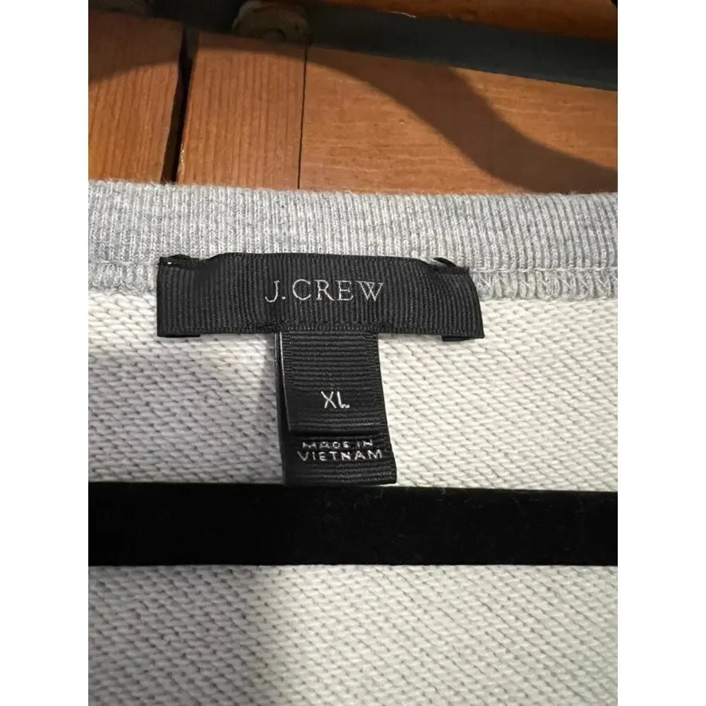 J. Crew Women's Asymmetrical Ruffle Crewneck Sweatshirt in Light Grey Size XL - Picture 6 of 10